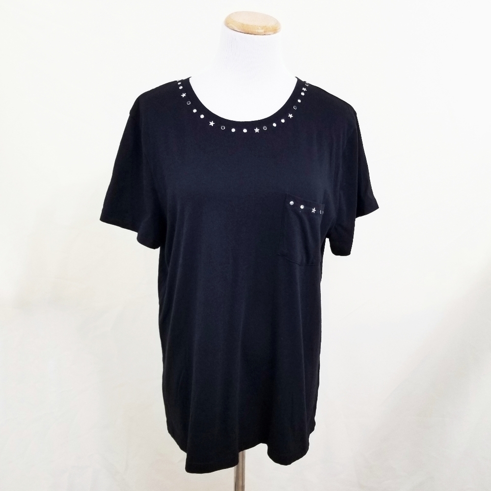 Generation Love studded tee black stars short sleeve rhinestone women's large L